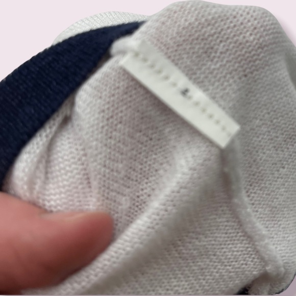 MICHAEL KORS| Cold Shoulder L/S Sweater EUC White with Navy stripe bell sleeve - Picture 8 of 9